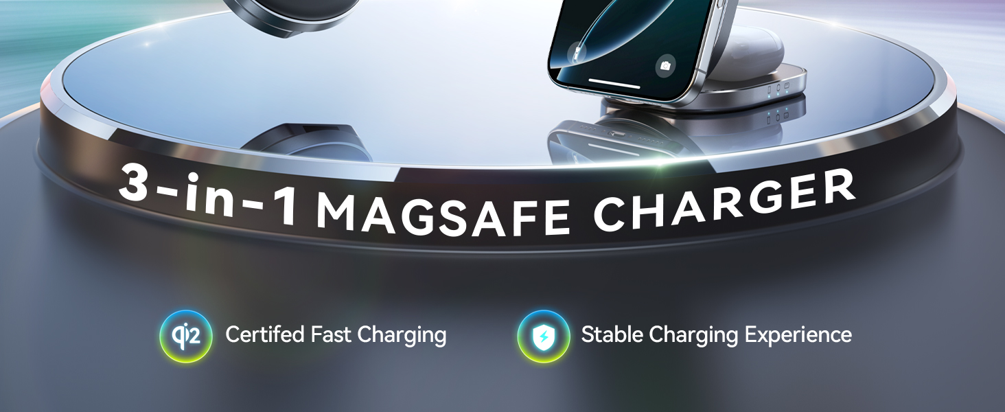 3 in 1 charging station apple wireless magsafe charger apple watch charger for multiple devices