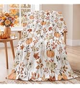 Fall Throw Blanket Soft Warm Autumn Farmhouse Floral Pumpkin Blanket | 50 X 60 Inch Fall Home Dec...