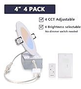 Remote-Control Canless Recessed Ultra-Thin LED-Downlight - 2.4GHz Wireless 4 inch CCT Changeable ...