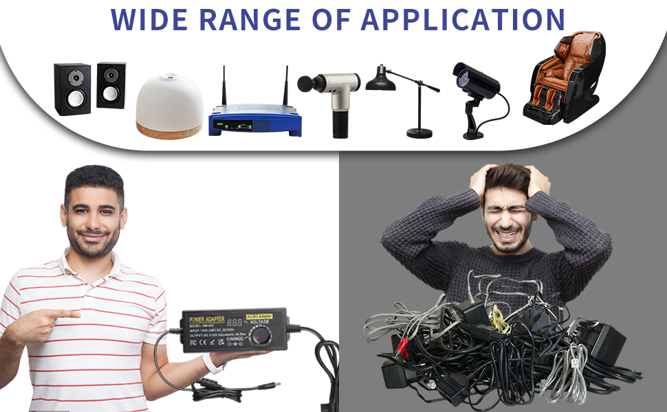 ariable Universal AC/DC Adapter Adjustable Power Supply WITH 14 Tips Polarity Converter Test Leads