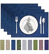Niviy Placemats, Linen Placemats Set of 4, 12x18 Inch Heat Resistant Table Cloth Place Mats Easy ...