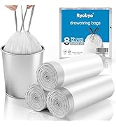 Ryobyo 8 Gallon Trash Bags Drawstring- 90 Counts Medium Trash Bag Extra Strong, Medium Garbage Ba...