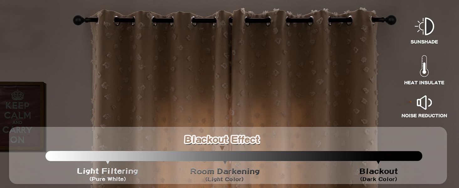 MYSKY HOME Beige Pom Pom Sheer and White Curtains