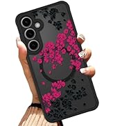OOK Case Fit for Samsung Galaxy S24 FE 6.8 Inch (Compatible with MagSafe) Hot Pink Floral Flowers...