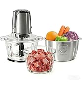 Simple Deluxe Food Processor, 450W Electric Food Chopper with 2 Bowls (8 Cup+8 Cup) &amp; 2 Bi-Level ...