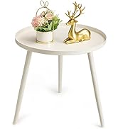 danpinera White Side Table, Metal Round End Table Small Circle Side Table for Living Room Bedside...