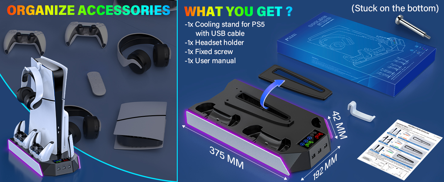 ps5 slim docking station with cooling fan
