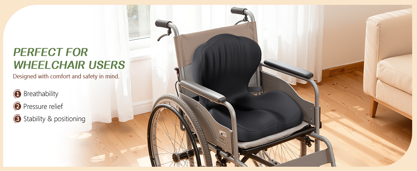 Benazcap Memory Foam Seat Cushion with Lumbar Support Pillow for Office Chair