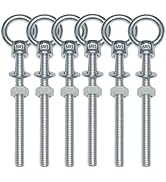 6 Pack M6 Eye Bolts, Stainless Steel Lifting Ring, Heavy Duty Threaded Eyebolts for Swing Tire Ch...