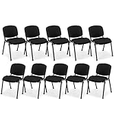 COSTWAY Waiting Room Chairs Set of 10, Stackable Conference Chairs with Upholstered Seat &amp; Back, ...