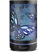 INRORANS Butterfly Black Metal Essential Oil Diffuser 200ML with Intermittent &amp; Waterless Auto-Of...