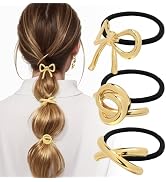 JIRIS 3PCS Metal Hair Tie For Women,Gold Cuffs,Metal Geometric Gold Hair Ties, Hair Accessories S...