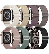 8 Pack Stretchy Solo Loop Band Compatible with Apple Watch Bands for Women Men 40mm 38mm 41mm 42m...