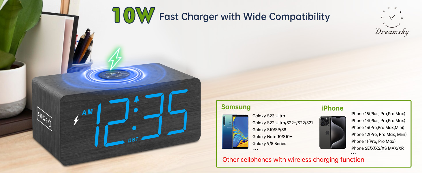 alarm clock with wireless charging