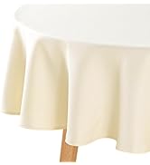 Hiasan Round Textured Tablecloth 60 Inch - Waterproof Spillproof Antiwrinkle Jacquard Table Cloth...
