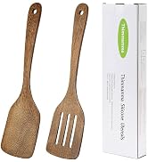 Wooden Spatula for Cooking 12 Inches Wood Spatula Slotted Turner Cooking Utensils for Nonstick Co...