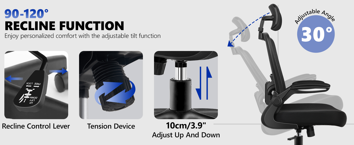 90-120° RECLINE FUNCTION