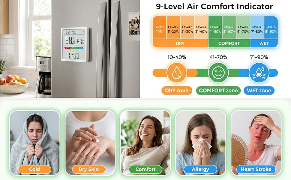 Digital Thermometer Hygrometer Indoor digital clock