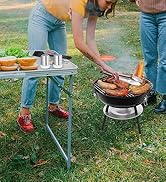 14 Inch Charcoal Grill, HaSteeL Mini Enamel BBQ Grill Set of 9, Portable for Outdoor Cooking Back...