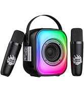 PHNIXGAM Mini Karaoke Machine with Two Wireless Microphones, Portable Bluetooth Speaker for Adult...