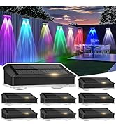 echosari 8 Pack Solar Fence Lights Outdoor Waterproof Color Changing 100 Lumen Ultra Bright Auto ...
