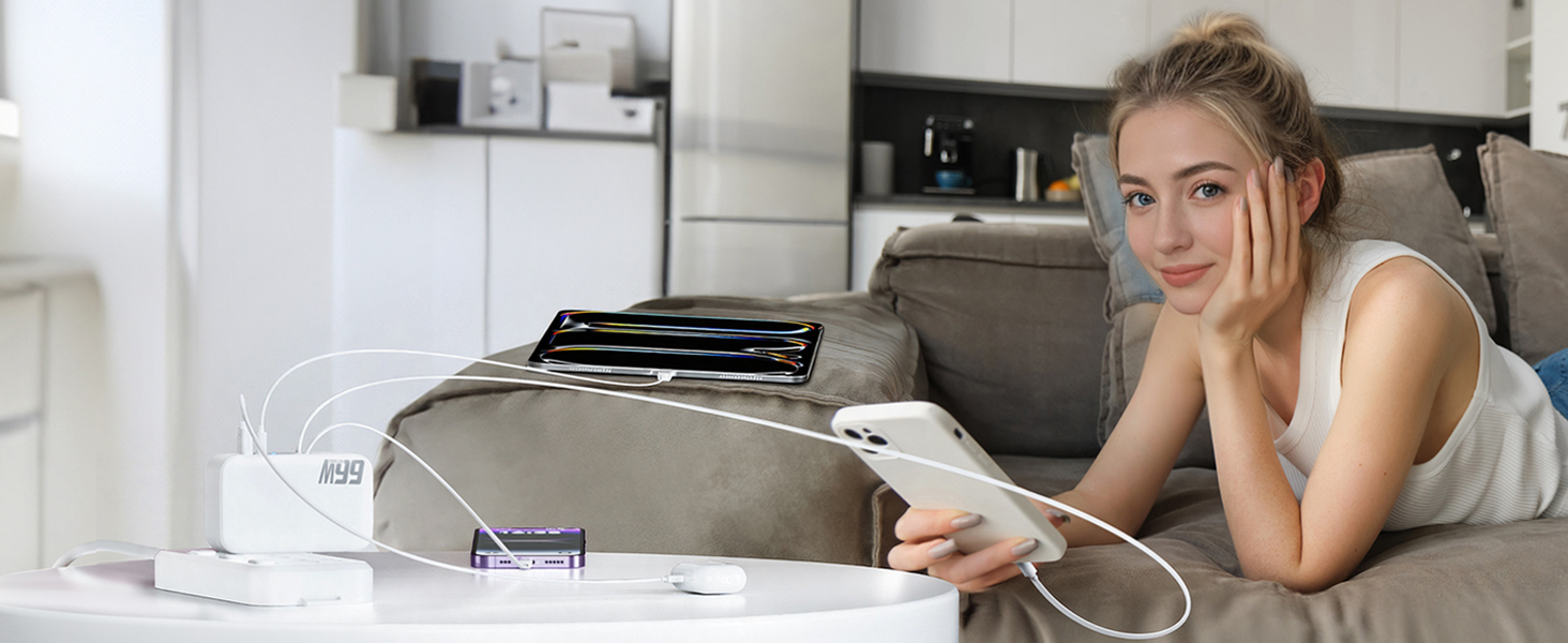 retractable wall charger with dual cables