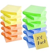 Bulk Sticky Notes 100 Pack 3x3 Sticky Notes Pads Bulk for Home, Office Sticky Notes Yellow, Neutr...