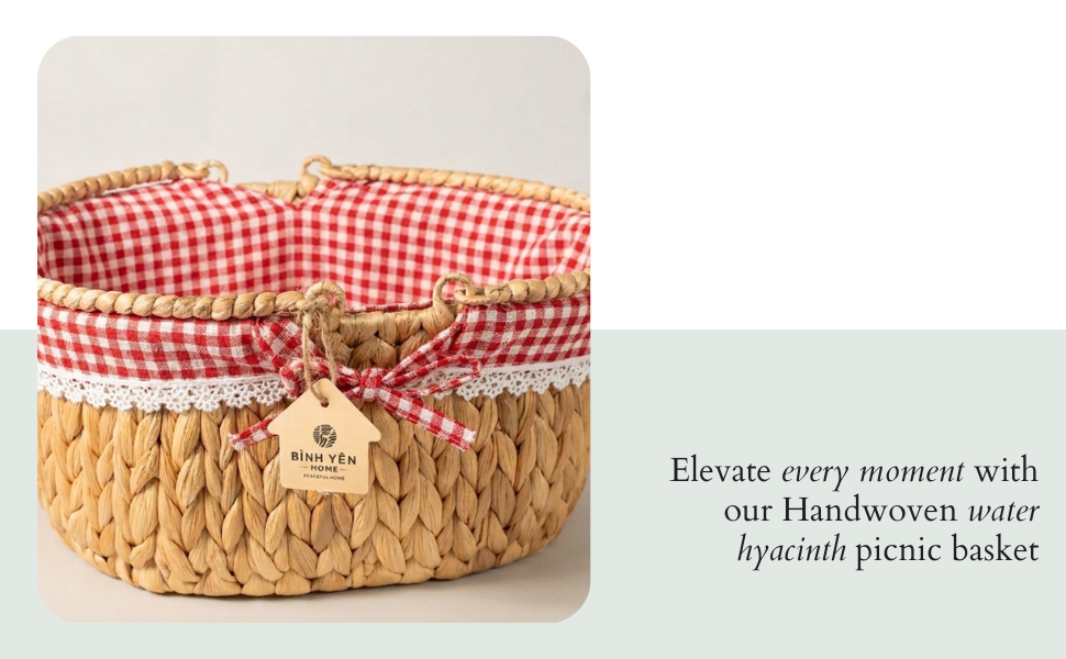 BINH YEN HOME plaid red picnic basket