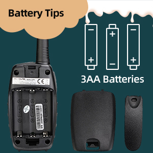 Retevis RT628 walkie talkies needs 3 AA batteries