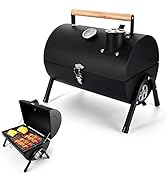 Joyfair Portable Charcoal Grill with Thermometer, Tabletop Barbecue Grill with Chimney for Outdoo...