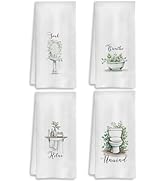 COWEB Boho Botanical Bathroom Hand Towels Set of 4, Relax Breathe Soak Unwind Decorative Hand Tow...