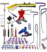CYGOODS 90pcs/Set Car Body Dent Repair Kit, Slide Puller Tabs Hook Rods Tool Hammer Stainless Ste...