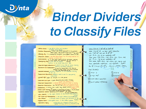 5-Color binder dividers to classify files