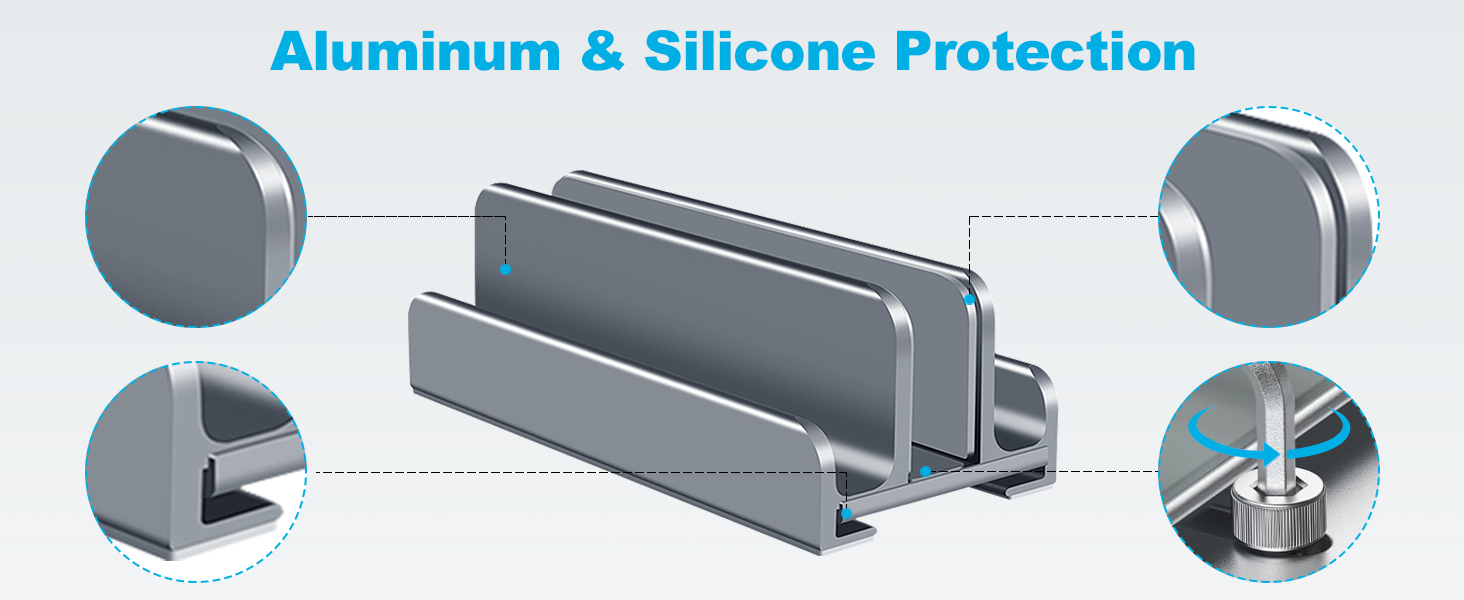 laptop holder vertical Aluminum &amp;amp; Silicone Protection