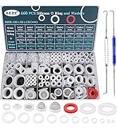 KEZE 660 PCS 18 Size Clear Food Grade Silicone O Ring Assortment Kit and 14 Size Silicone Washer ...