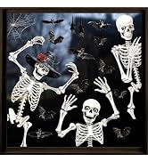 DIYASY Large Halloween Window Clings, Skeleton Window Stickers Double-Sided Home Bats Sticker Dec...