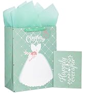 Loveinside Wedding Gift Bag with Tissue Paper, Gift Tag and Greeting Card for Wedding, Birthday, ...