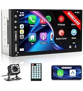 Leadfan Wireless Apple Carplay Double Din Car Stereo, 7inch HD Touch Screen Car Radio with Blueto...