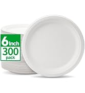 Disposable Paper Plates 6 Inch [300 Pack] White