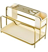 WHuaRunSen Kitchen Counter Cutlery Rack, Metal Cutlery Organizer and Storage Rack, Gold Kitchen D...