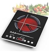 GIHETKUT Electric Cooktop Single Burner, 1800W Electric Stove Top with Touch Control, 9 Power Lev...