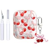 inewateri Compatible for AirPods 2 Case Soft TPU with Cleaner Kit Cute Cherry Bow Design Shockpro...