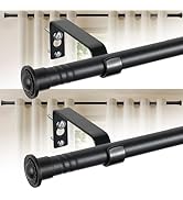 2 Pack Curtain Rods for Windows 28 to 64 Inch, 5/8 Inch Small Cafe Window Curtain Rods with Brack...