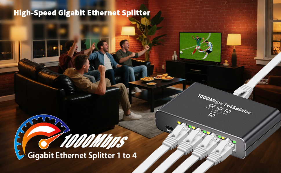 Gigabit Ethernet Splitter 1 to 4