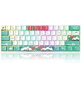 MageGee 60% Mechanical Keyboard,Sea Wave Wired Gaming Keyboard with 5 Sided PBT Heat Sublimation ...