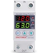 110VAC 120VAC 63A Over/Under Voltage Protection Device Voltage Current Protector, 2 Red LED Displ...