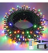 Hopolon Christmas String Lights Outdoor, 33 FT 100 LED Extendable Green Wire Twinkle Lights with ...