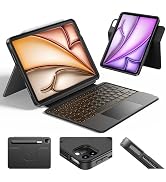 HOU iPad Air 11 Case with Keyboard (M3 2025, M2 2024) Detachable Rotatable Magnetic Full Protecti...