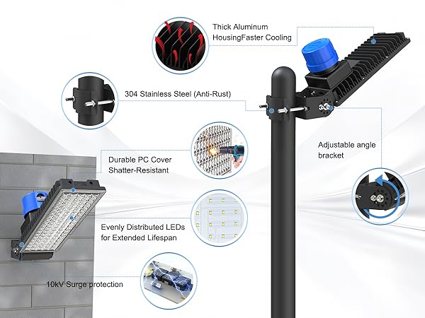 Kekeou 100W LED Flood Light with Photocell Sensor
