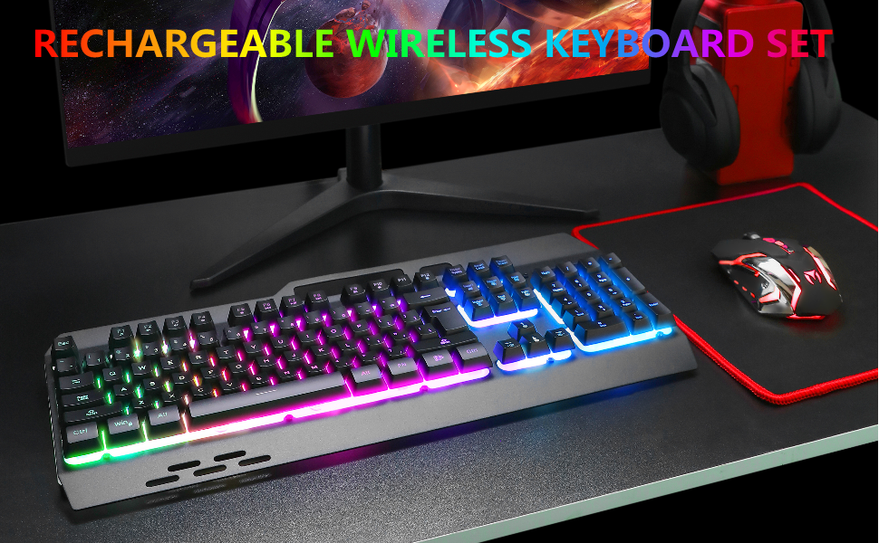 Wireless RGB Backlit Gaming Keyboard and Mouse